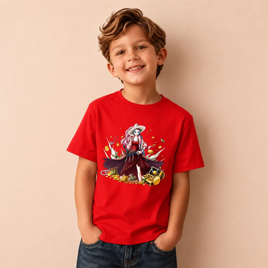 Kids T‑Shirt One Piece Perona Treasure Scene Print Short Sleeve Casual Tops Boys Girls Children Daily Wear Tees