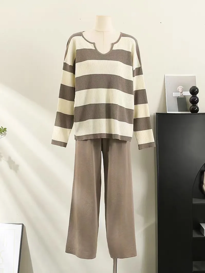 الجديد في مجموعات النساء الاتجاه 2025 سترة أنيقة وأنيقة مطابقة مجموعات الكورية عادية شريط كم طويل فستان أطفال مع سروال داخلي تريكو