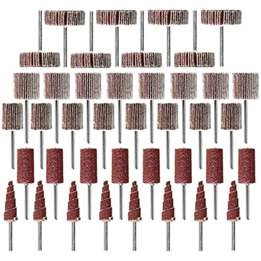 

40 PCS Abrasive Flap Wheel Sander, 80 Grit 3mm Shank Diameter Cone Shape Abrasive Sandpaper Flap Sanding Wheel Grinding Head fo