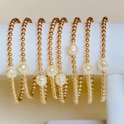 KKBEAD Stretch Bracelet Jewelry for Women Ins Fashion Pearl Bracelets Hight Quality Unfade Gold Color Beads Pulseras Accessory