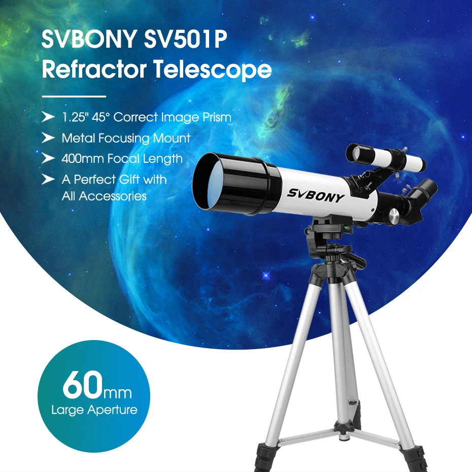 SVBONY SV501P Telescope for Beginners Adults, Astronomical Refracting Telescope for Gift Moon Planets, Astronomical Telescope