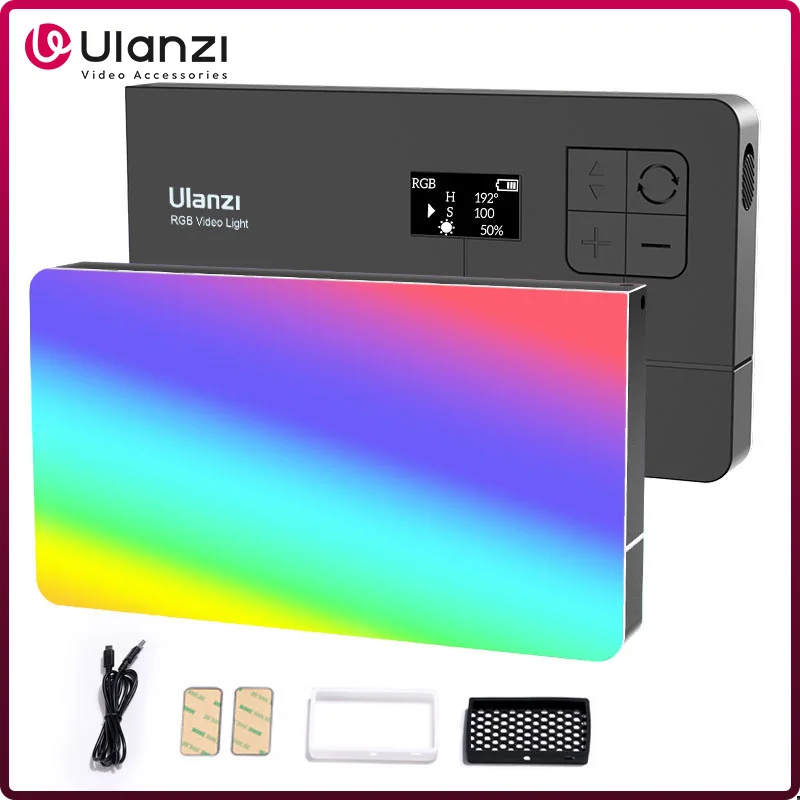 Ulanzi LT002 7-calowa kieszonkowa lampa wideo LED RGB Panel świetlny CRI 95+ 2500-9000K z oświetleniem do aparatu fotograficznego o pojemności 4000 mAh o strukturze plastra miodu