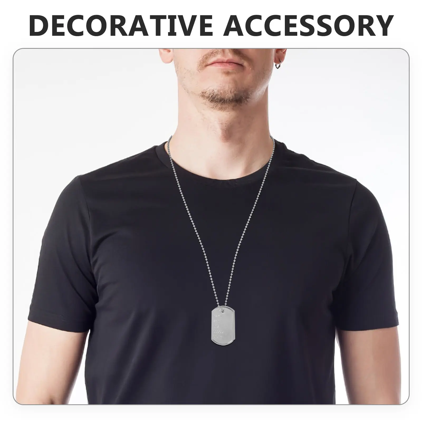 1Set Cosplay Dog Tags Necklace Robust Metal Chain Army Dog Tag Necklace for Men Costume Party Accessory Men Jewelry view 4