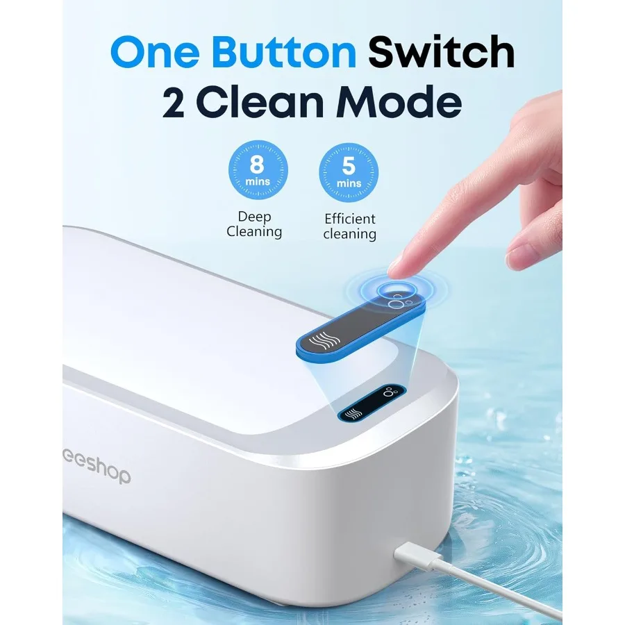 Professional Ultrasonic Jewelry Cleaner 19oz 48Khz Ring Cleaner Ultrasonic Machine with Degas Function 30W Sonic Cleaner for Je