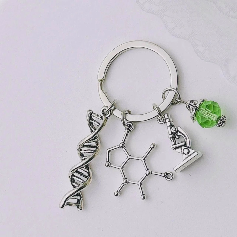 New Science Jewelry Microscopes DNA Doctor Pendants Neuron Key Chains Anatomy Neurology Biology Key Ring Gift