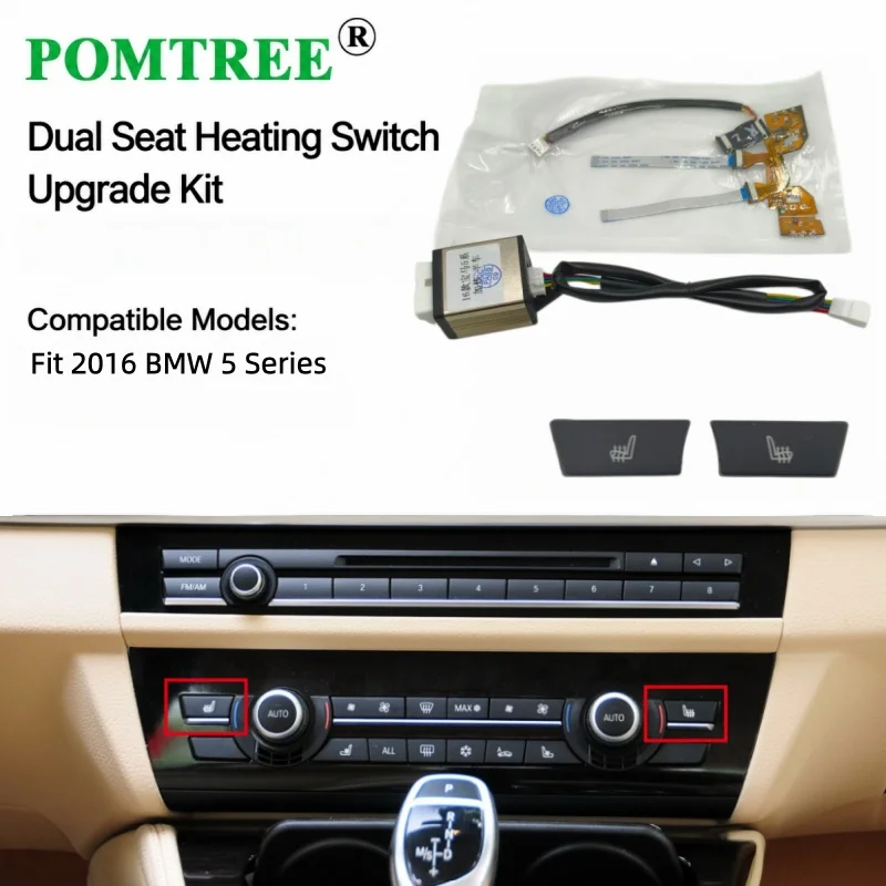 Built-in Car Seat Heating System Kit Fit 2 Seats,Including Heating Pads & Special Switch Compatible With 2016 BMW 5 Series