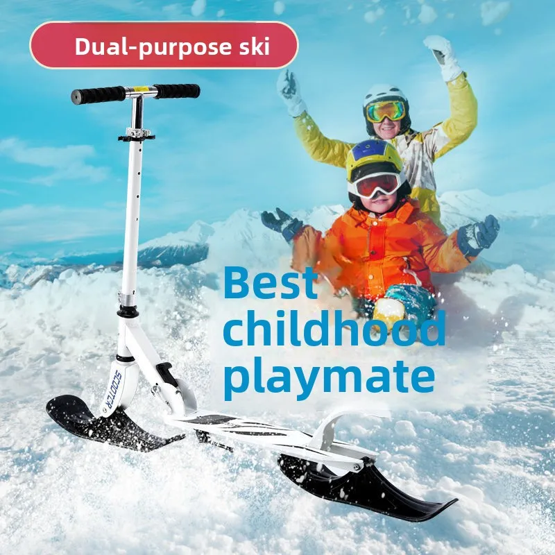 Outdoor Ice Skating Scooter, Foldable Ski Scooter, Snowboard for Adults and Children, Dual-use Scooter, Sled, Ice Sled.