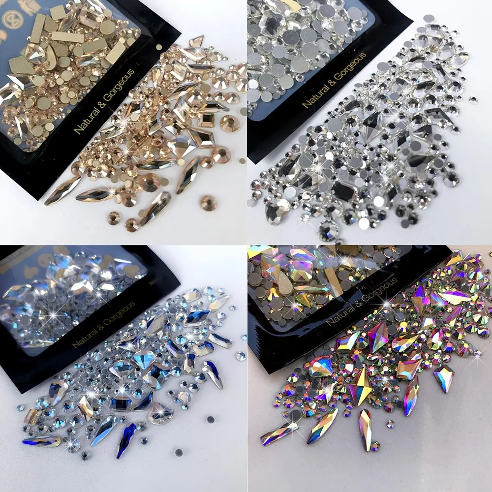 

150pcs Round Flatback Glass Rhinestones Plus 20pcs Odd Shaped Jewelry DIY Design Making Beads Beauty Decorations For Nail 2030