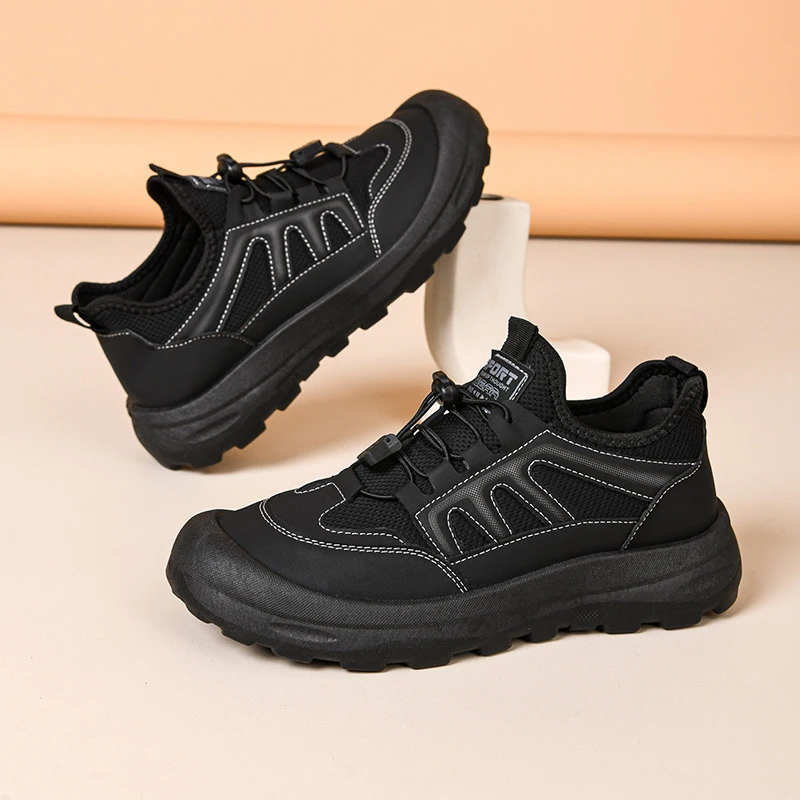 Men's casual shoes, mesh perforated shoes, thick sole, anti slip and wear-resistant outdoor running shoes, sneakers
