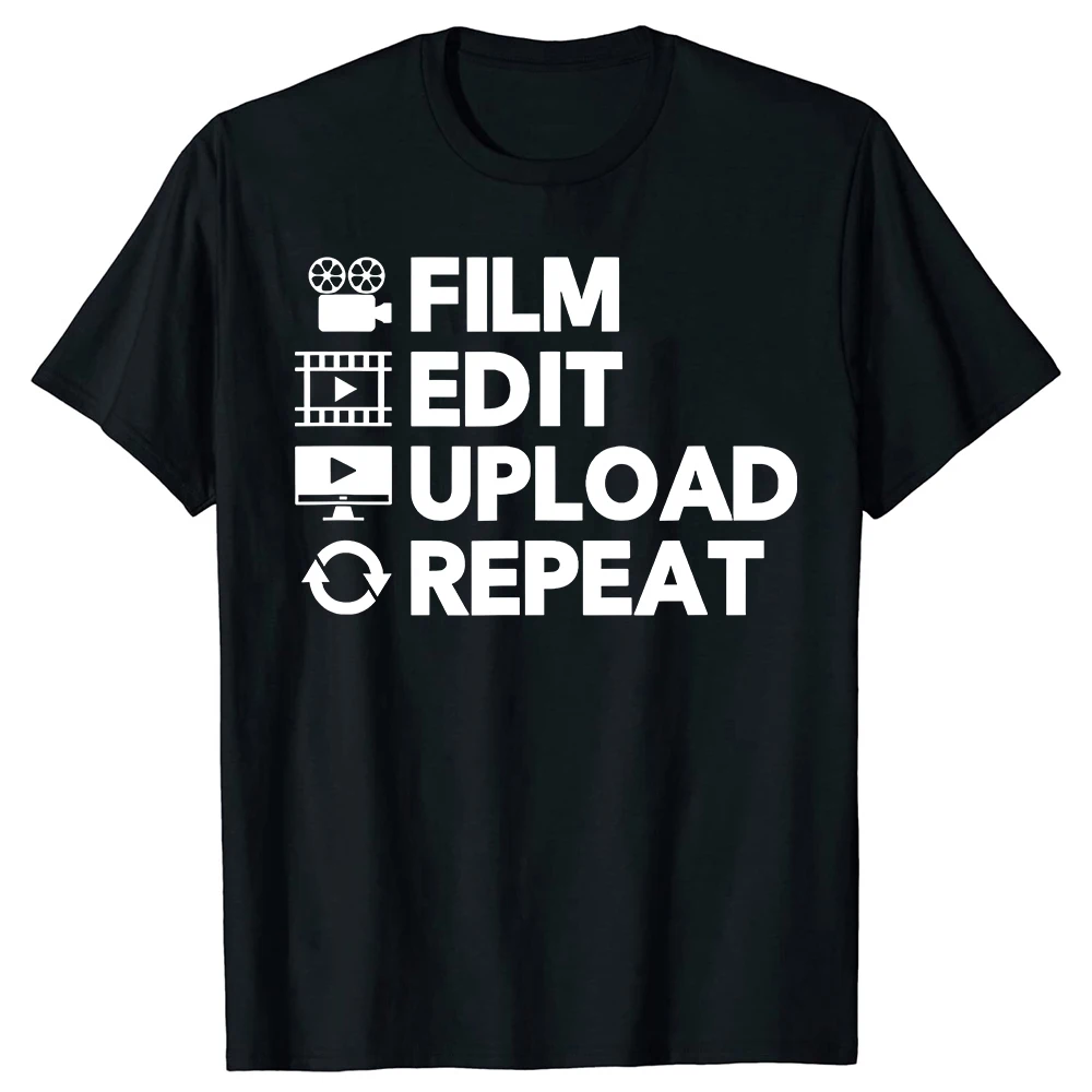 Lustige Videobearbeitungs- und Filmproduktions-Grafik-T-Shirts für Männer, Videobearbeiter-Baumwoll-Humor-Streetwear-T-Shirt, Kurzarm, Unisex, lockere Kleidung – Detail 2