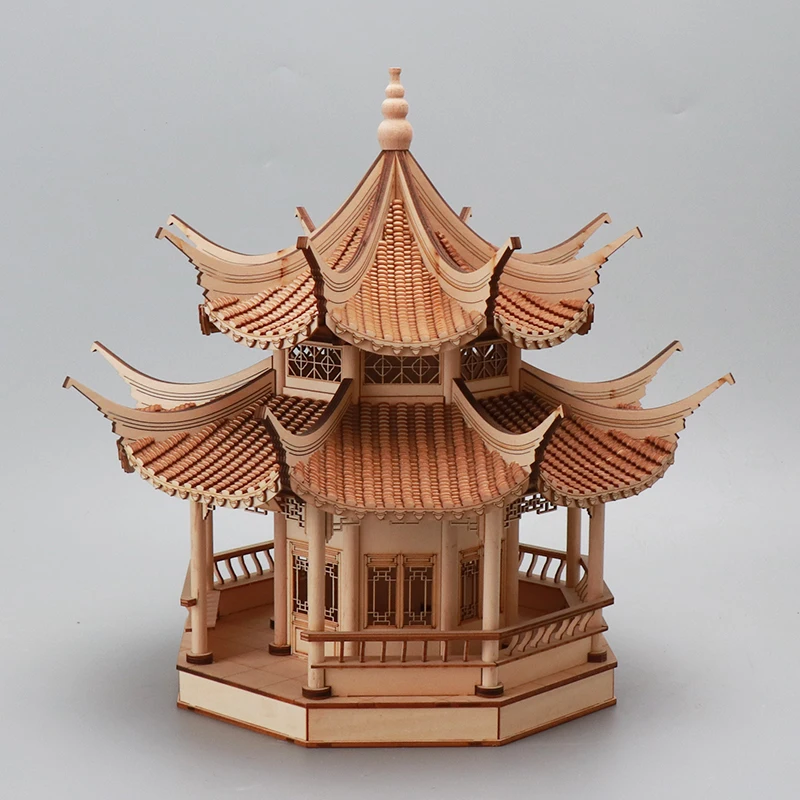 Modern New Chinese Creative Ancient Architecture Octagonal Pavilion Home Living Room Entrance Soft Decoration TV Wine Cabinet