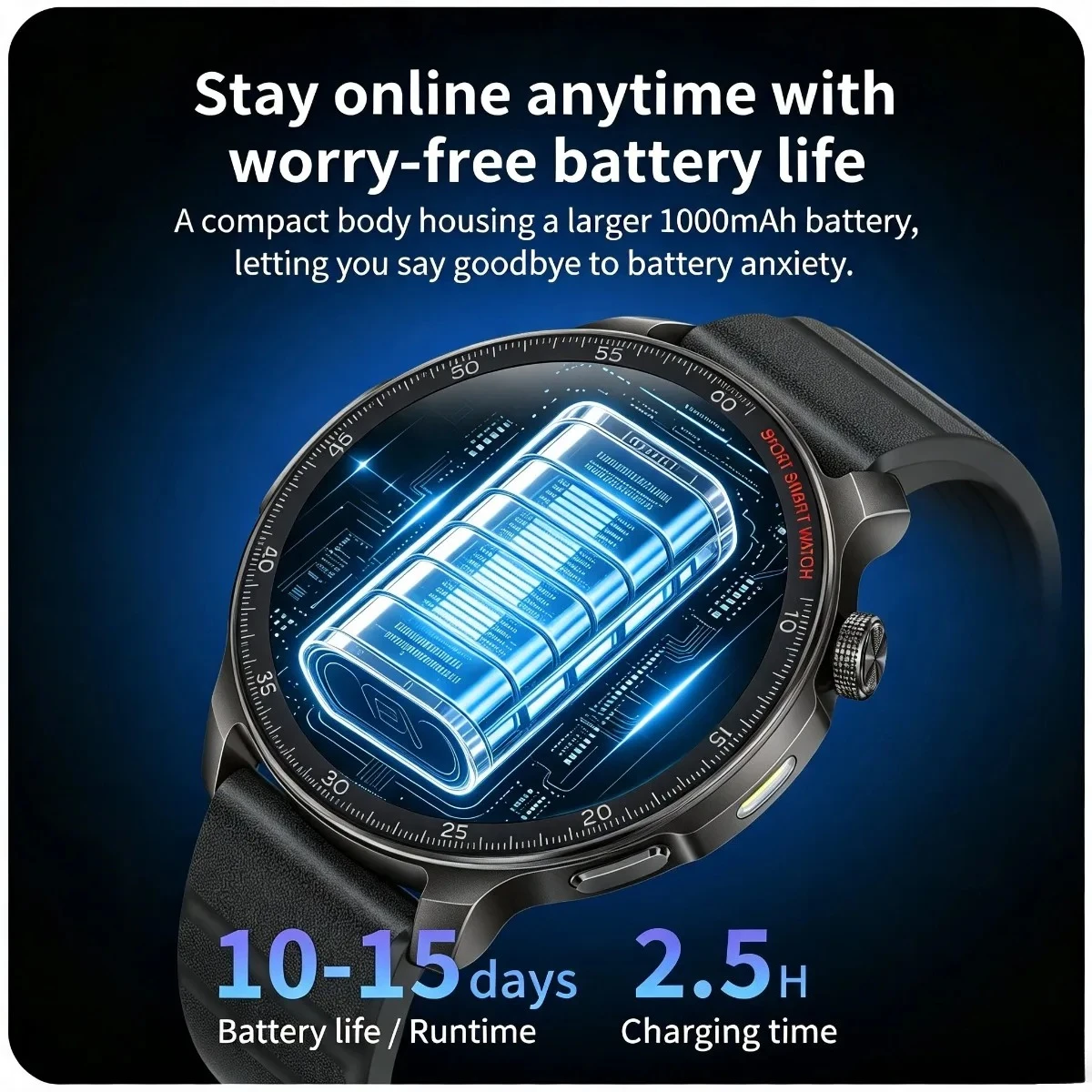 2026 New Smart Watch Men: Bluetooth Call 1000mAh Battery Sports Mode Health Detection Flashlight Voice Assistant SmartWatch