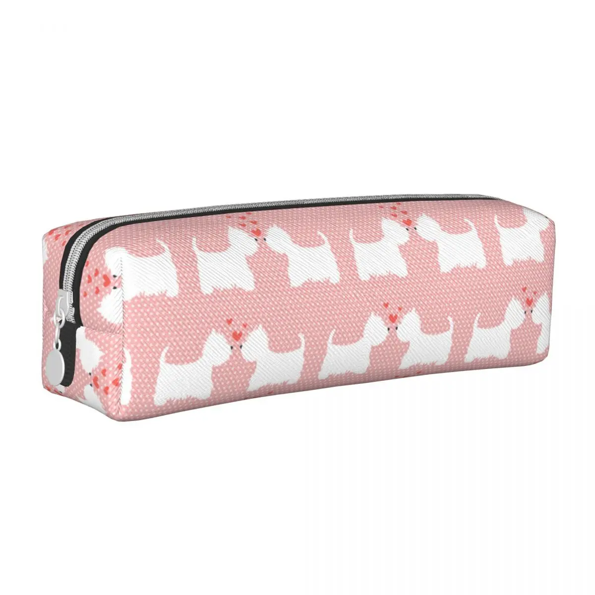 Trousse à crayons rose Westie West Highland Terrier, boîte à stylos tendance pour chien, grand sac de rangement pour étudiants, fournitures scolaires, étuis à crayons cadeaux