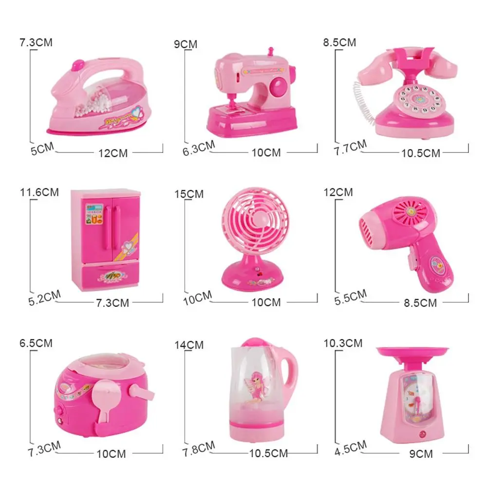 Coffee Machine Household Appliances Toaster Blender Cooking Pretend Play Set Sweeper with Light Kitchen Education Gifts