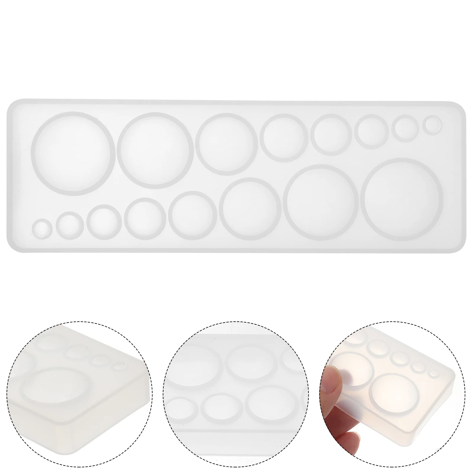 

Epoxy Mould DIY Multi Round Shape Time Silicone Mould Mirror Polishing Model Board for Home DIY Craft (White)