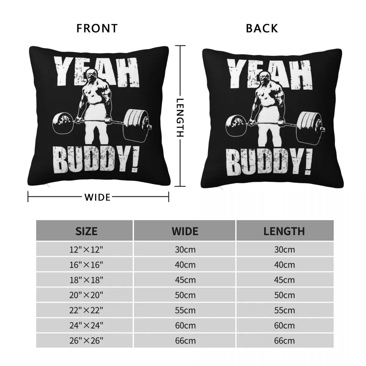 Ronnie Coleman Yeah Buddy Square Pillowcase Polyester Linen Velvet Pattern Zip Decor Pillow Case Room Cushion Cover Wholesale