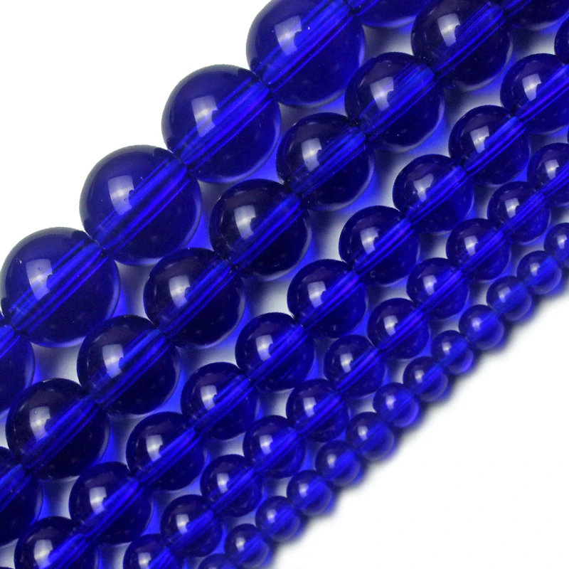 Natural Stone Beads Navy Blue Glass Charm Round Loose Beads For Jewelry Making Needlework Bracelet Necklace DIY 4/6/8/10/12 MM view 2