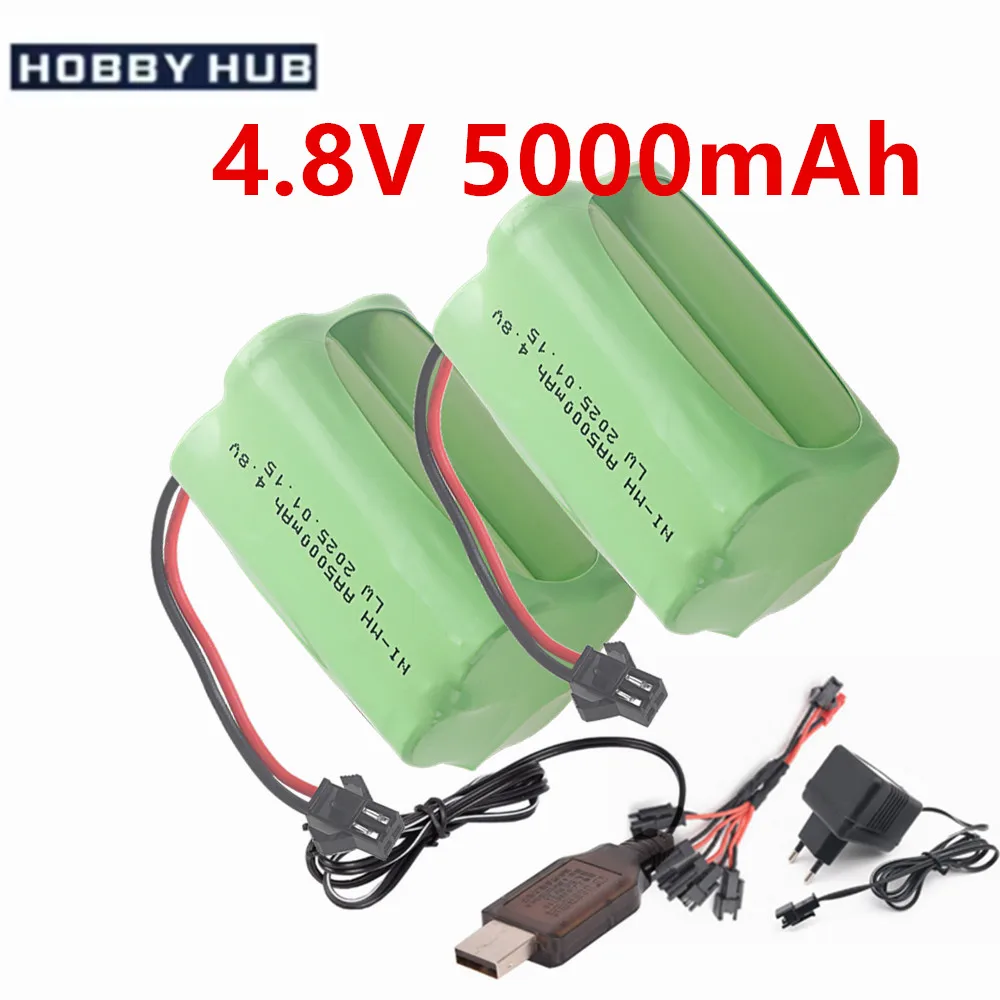 4.8V 5000mAh NI-MH Battery For RC Cars Robots Tanks Gun Rc Boats Parts With SM Plug AA 2400mah 4.8v NiMH Rechargeable Battery