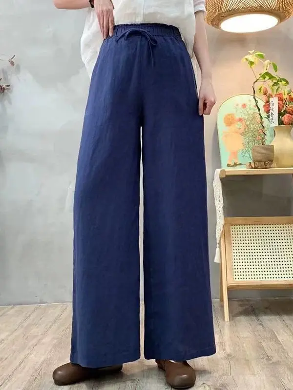 

Брюки женские с высокой талией, широкие, свободные, из льна, больших размеров, цветные, стройнящие, из хлопка и льна, длинные, удобные, дышащие