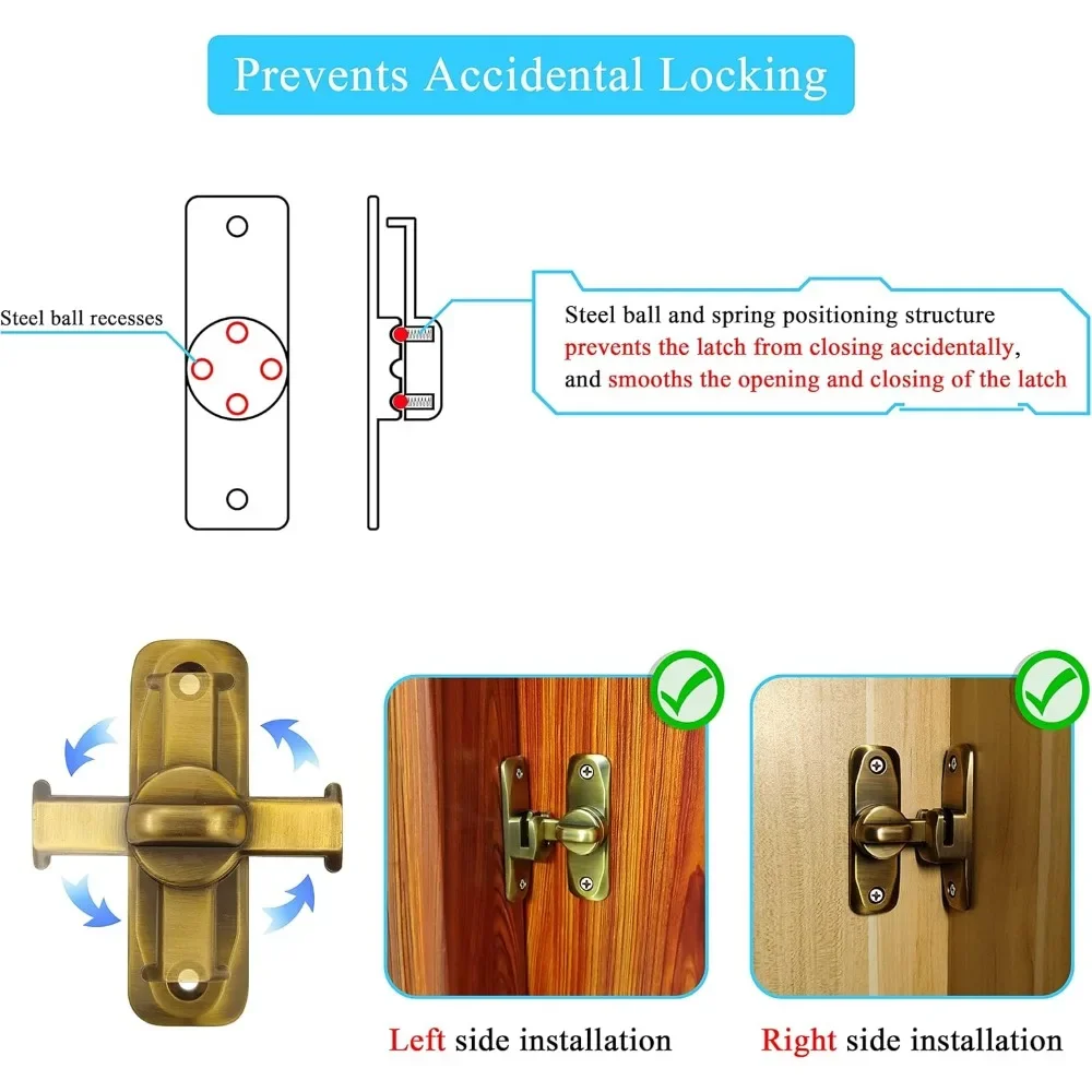 Sliding Door Lock Anti-theft Buckle Door Bolt Toggle Hardware 90 Degree Sliding Door Latch Solid Buckle Cam Cylinder Locks