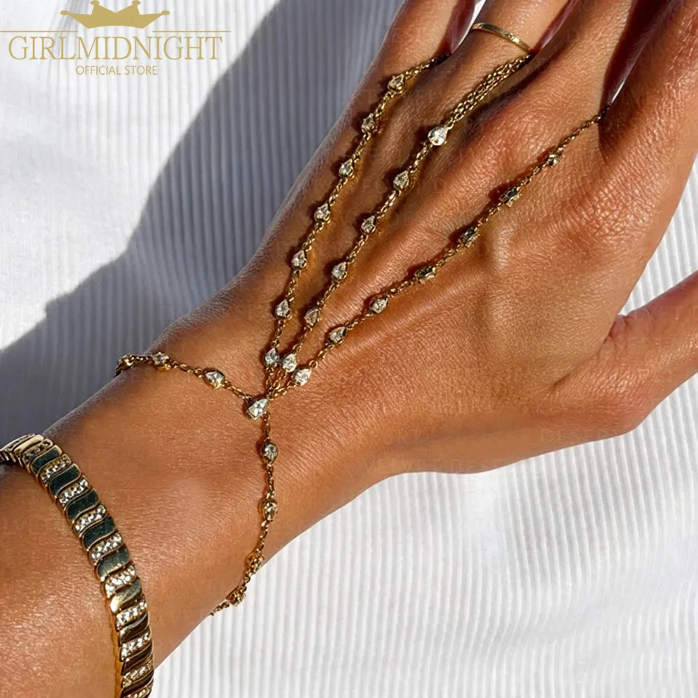 2026 neue Ankünfte Geometrische Wasser Tropfen Zirkonia CZ Finger Armband Gold Silber Farbe Einfache Mode Frauen Schmuck