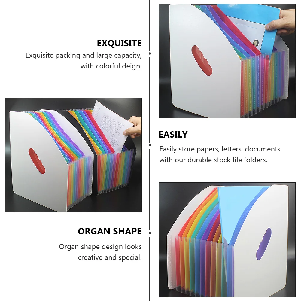 

Rainbow Mini File Basket Organ Shape Expanding Document Holder Large Capacity Plastic Paper Folder Accordion Storage