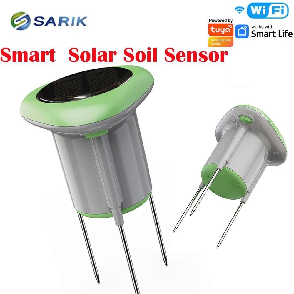Works Tuya Smart 3 in 1 Solar Soil EC Meter Lawn Smart Moisture Temp Farm Plants Flower Soil Monitor Hygrometer Garden Tools