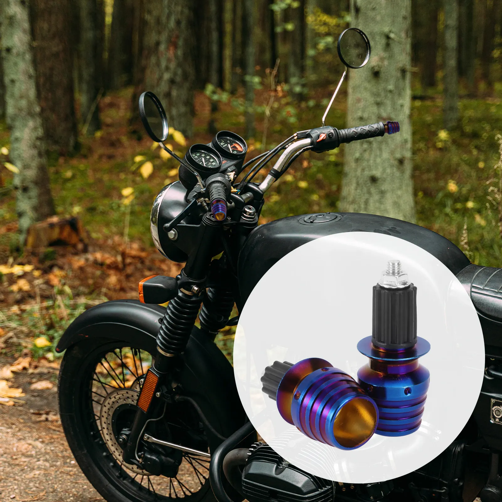 2Pcs Motorcycle Handlebar Ends Gear Balanced Plugs High Strength Aluminum Alloy Universal Fit 16-18Mm Motor Handlebar Caps