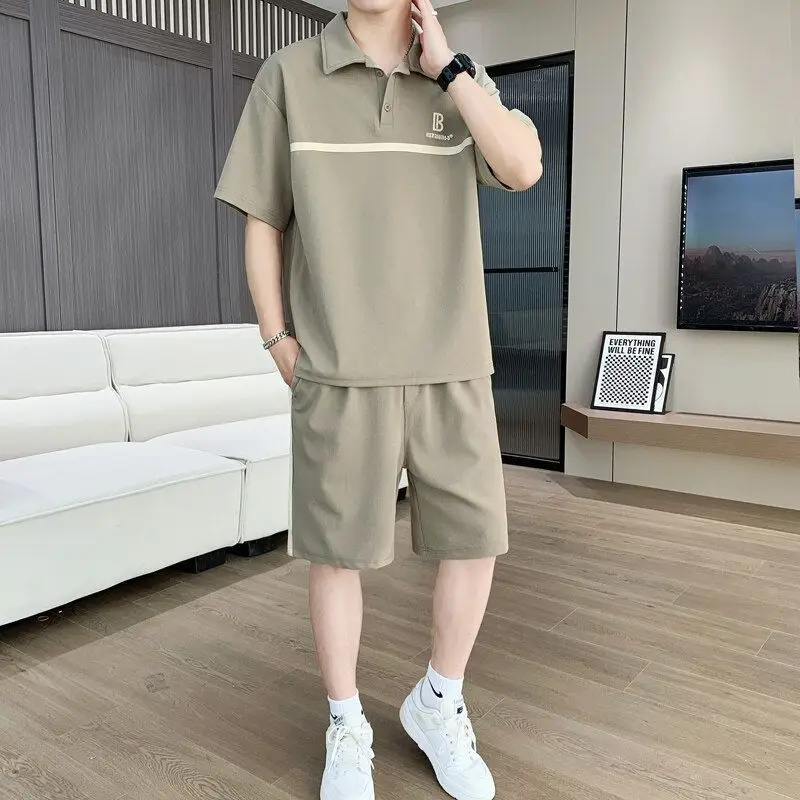 

Новый мужской летний комплект 2026: футболка-поло с коротким рукавом, спортивный стиль, тонкий, дышащий, повседневный, модный дизайн