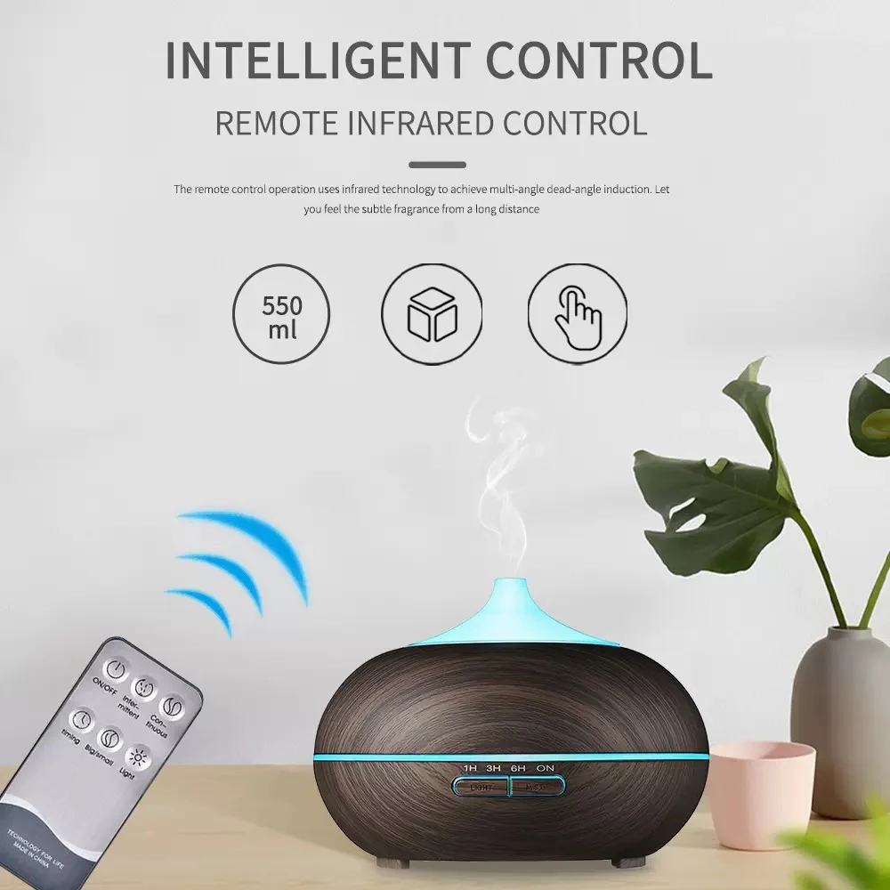 Essential Oil Diffuser 550ml  Ultrasonic Aromatherapy Humidifier with Auto Shut Off, 4 Timers, for Home, Bedroom, Living Room