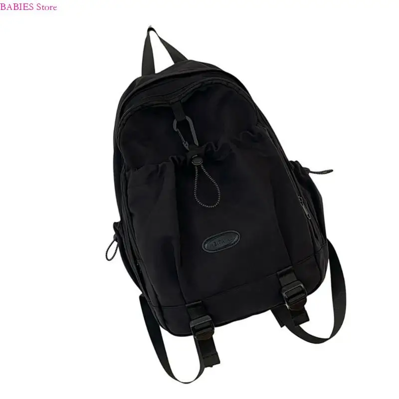 

C9GB Simple Nylon Backpack for Junior High and College Students Spacious Interior Large School Bag with Laptop Compartment