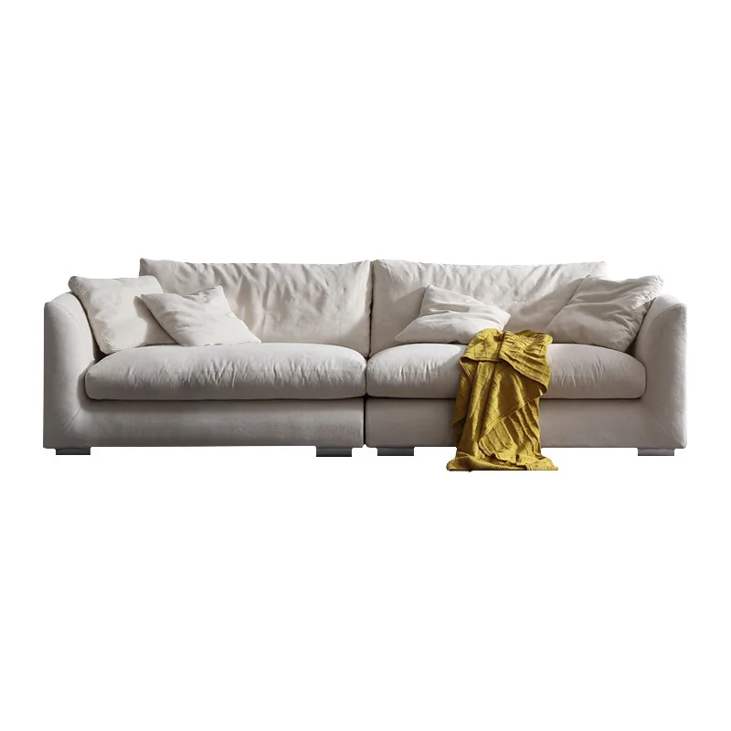 

Technology cloth cream wind sofa Nordic down Internet celebrity sofa Modern simple straight row three-person small apartment Ita