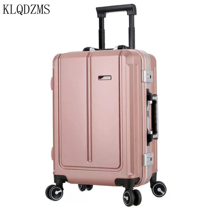 KLQDZMS Advanced Simple Business Aluminum Frame Luggage 20 Inch Silent Cabin Luggage 24 Inch Good Storage Suitcase Female