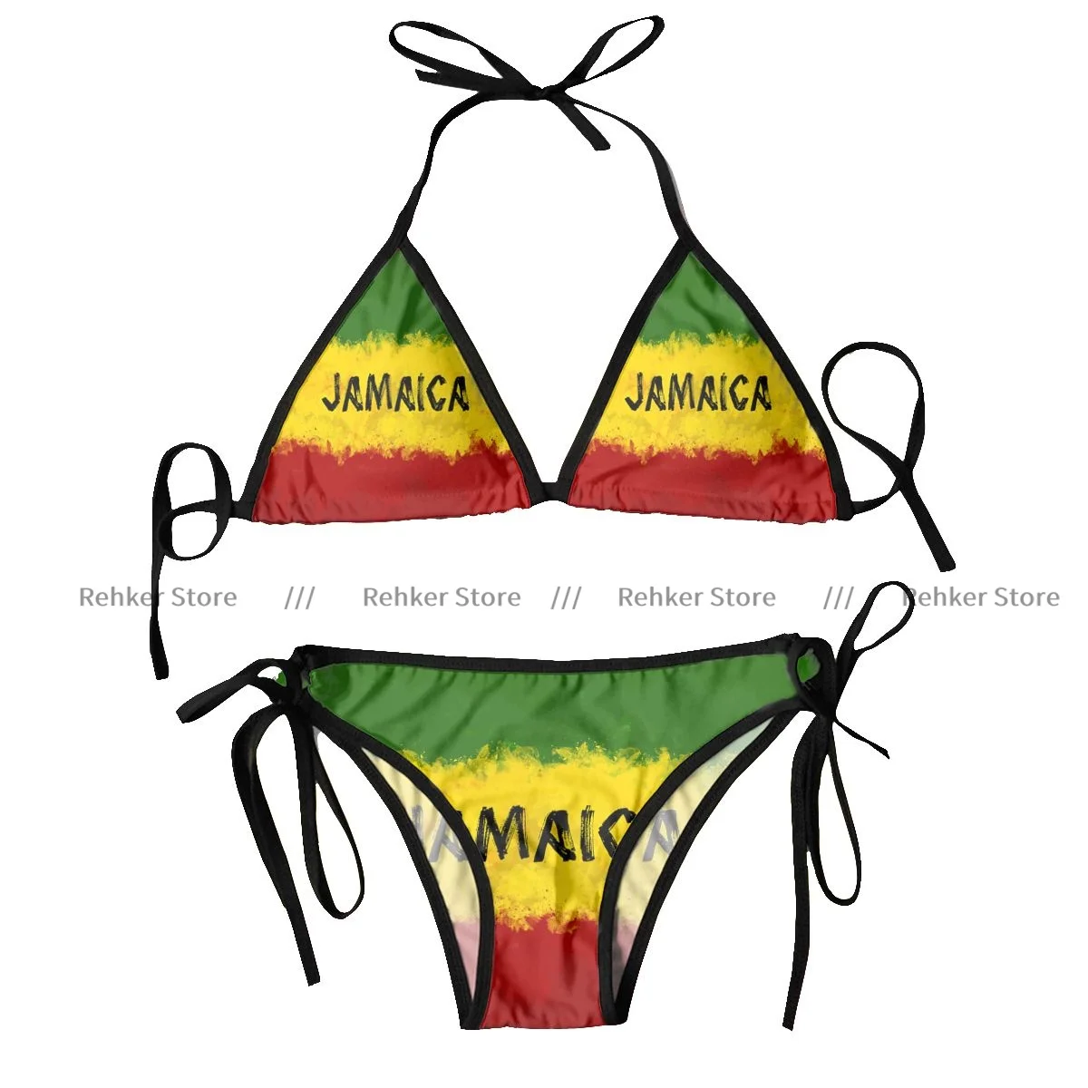 

Sexy Thong Bikini Mujer Swimwear Women Jamaica Flag Summer Beachwear