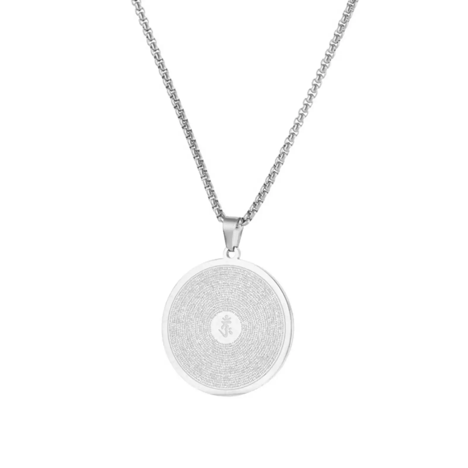 Shurangama-Mantra-Anhänger-Halskette aus Edelstahl, Om-Symbol, buddhistisches Amulett, Schmuckgeschenk für Männer und Frauen – Detail 2