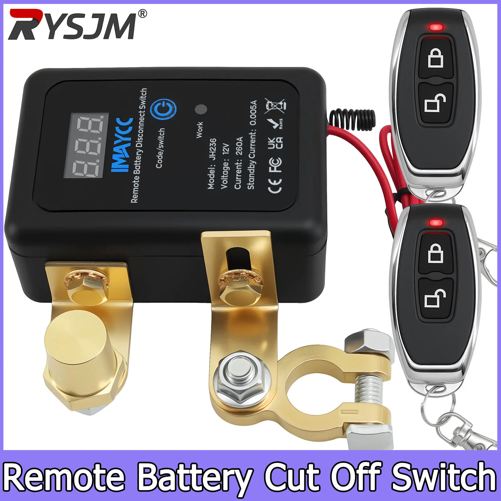 With Wireless Remotes Remote Battery Cut Off Switch DC 12V 260A Automatic Power Shut Off Switch Disconnect Switch for Car SUV