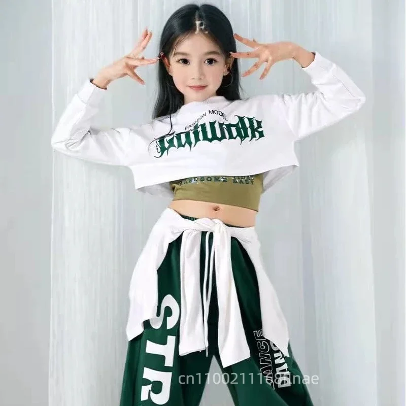 Jazz-Tanz-Übungskleidung für Mädchen, Westen, Performance-Kleidung, Jazz-Hoodies für Kinder, Street-Dance-Kostüme für Kinder