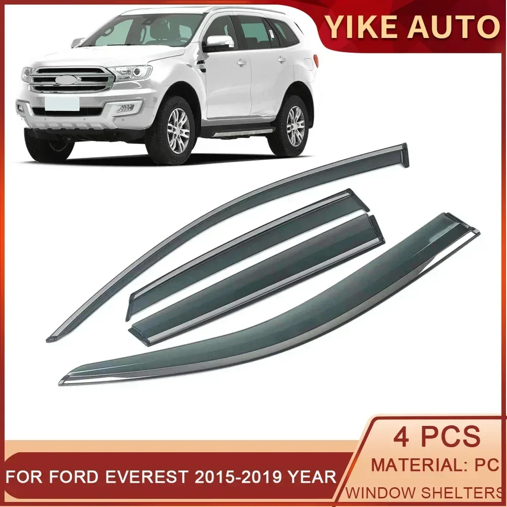 For FORD Everest 2015-2019 Car Window Sun Rain Shade Visors Shield Shelter Protector Cover Frame Sticker Exterior Accessories