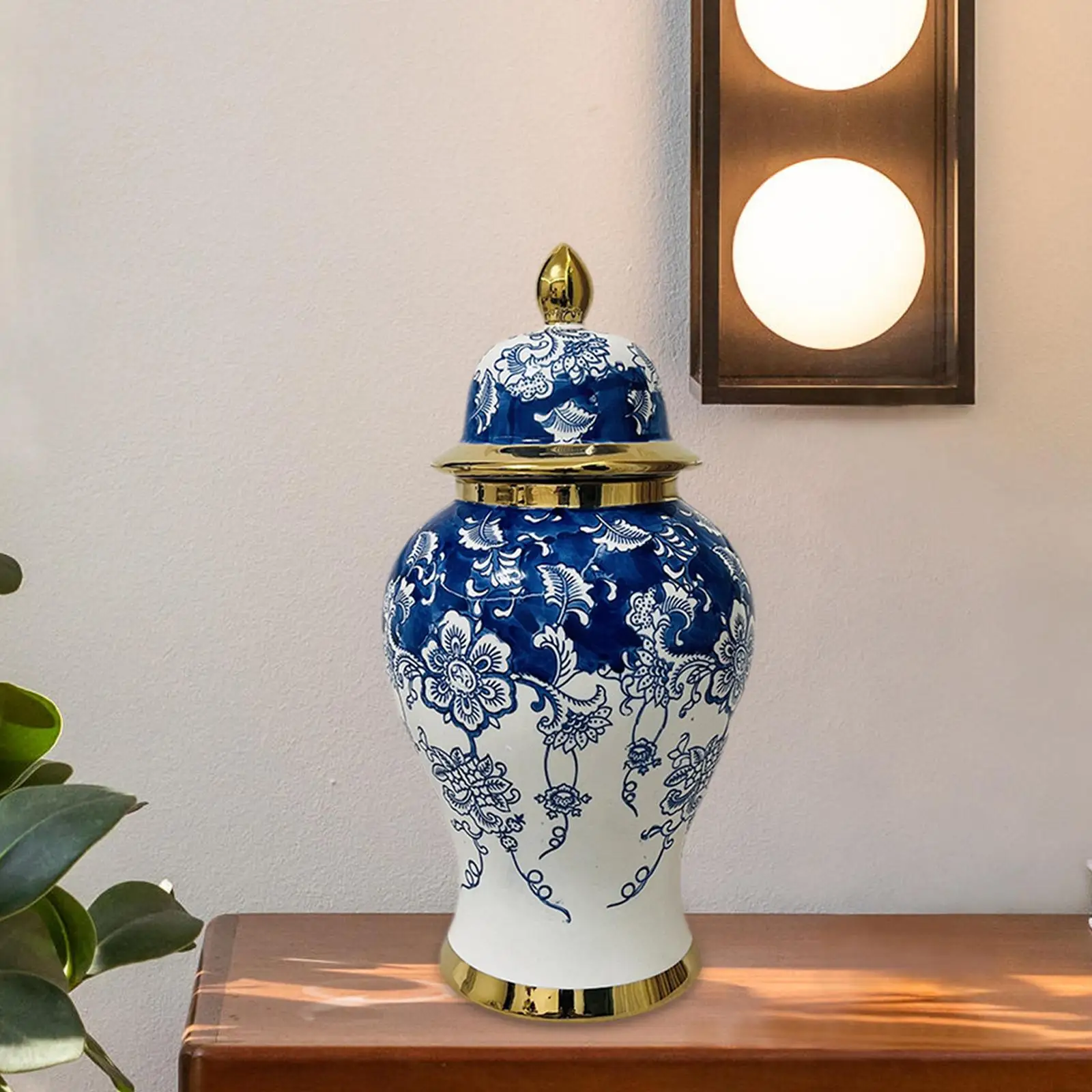 

Ceramic Vase Display Blue and White Porcelain Jar for Bedroom