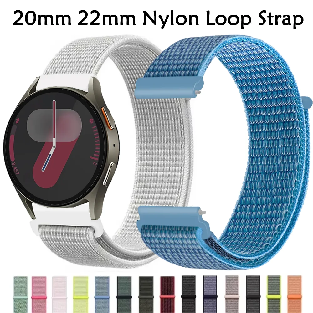 20mm 22mm Nylon Loop Strap for Samsung Galaxy Watch 7/6/5/4 Replaceable Bracelet for Amazfit GTR/Gear S3/Huawei Watch GT4/GT5Pro