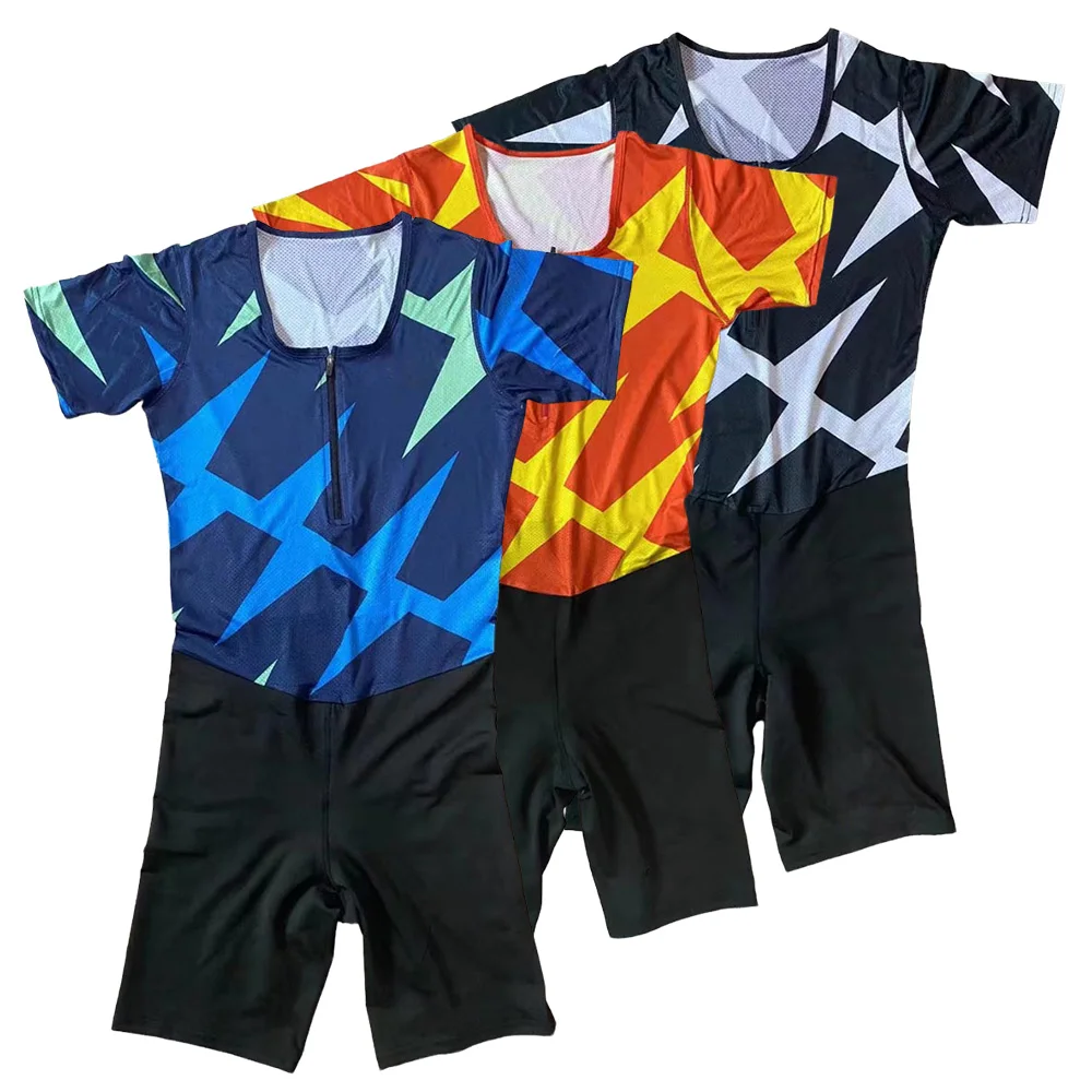 Men One-piece Suit Track and Field Suit Marathon T-shirt Man Elite Leggings Sports Shorts Fast Running Speedsuit Middle Pants