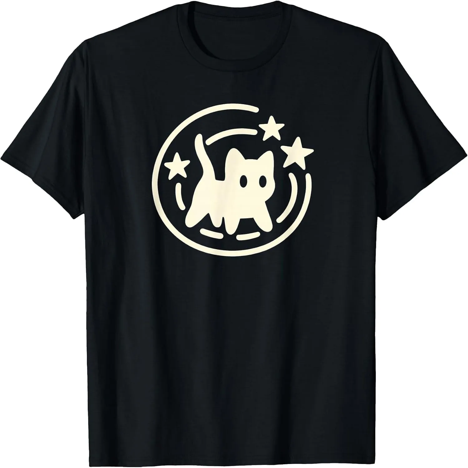 90s Y2K Scary Tomcat Cat is Scared Under Starry Tail T-Shirt