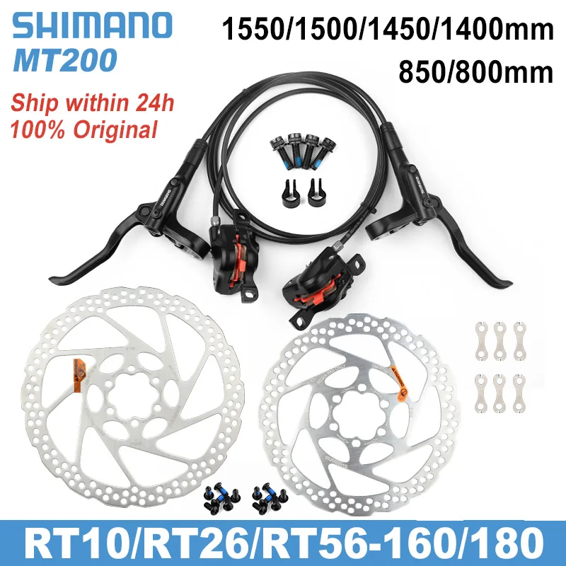 

Shimano BR MT200 Hydraulic Disc Brake 1550 1500 1450 850 800mm Left Front Right Rear Brake Set RT-10/26/56 160 180mm Rotor