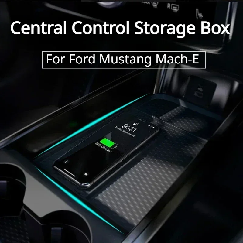 For Ford Mustang Mach-E Central Control Storage Box Armrest Box Gear Shift Storage Box Stowing Tidying Car Interior Accessories