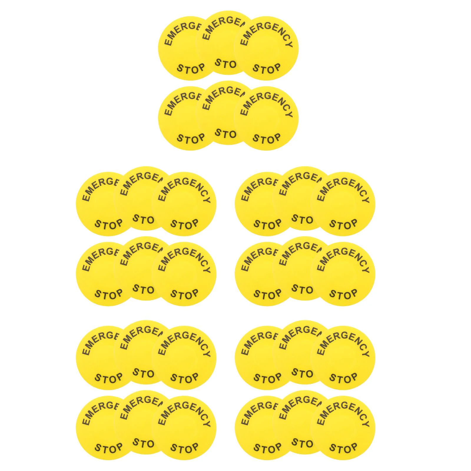 5 Pack Sticker Emergency Stop Button Label Safety Sign Labels Warning Light Frame Applique Push Industrial Yellow Caution