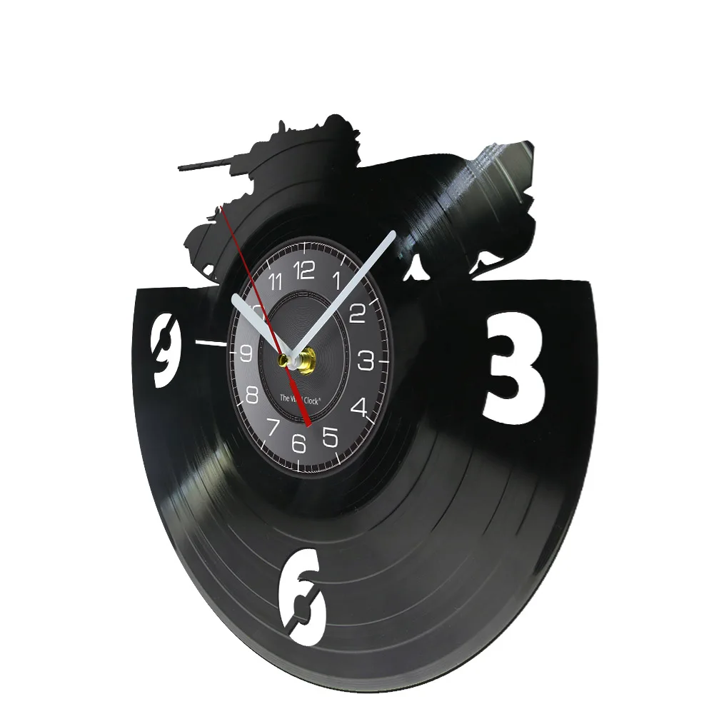 Army Main Battle Tank Wall Art Wall Clock Military Tank Vinyl Record Wall Clock Armored Ground Warfare Home Decor Soldiers Gift