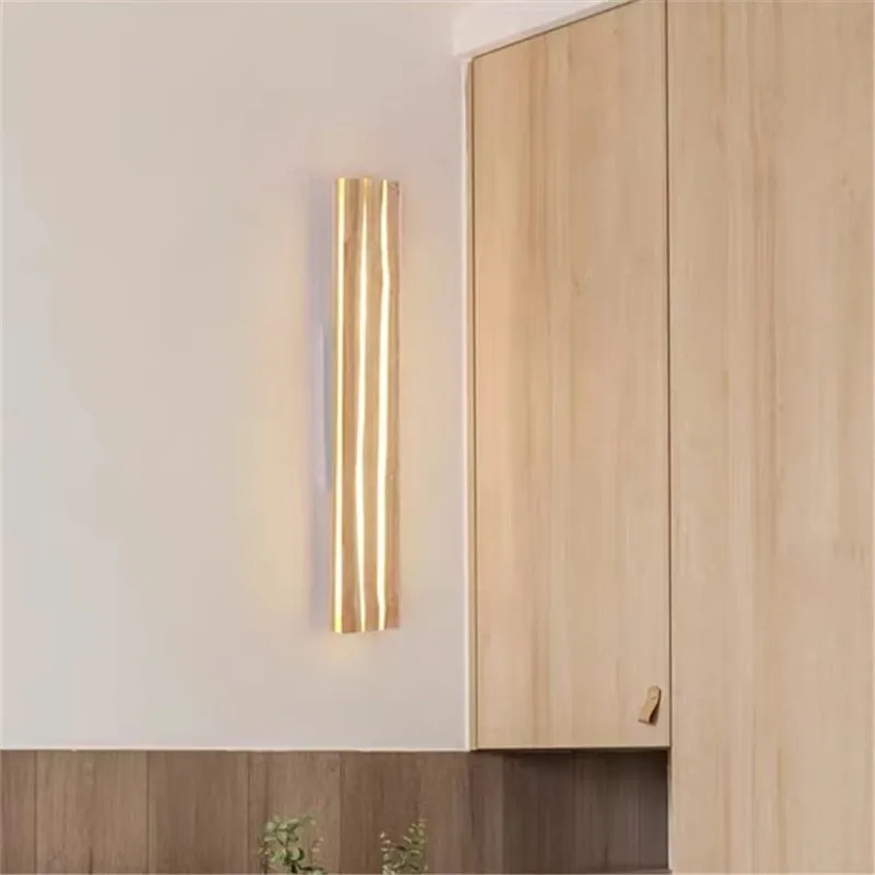 Imagem -02 - Nordic Cracked Wood Led Wall Lamp Modern Mirror Lamp Wabi Sabi Lâmpada de Cabeceira Sala de Estar Corredor Decoração de Escritório