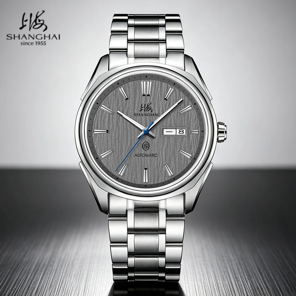 Shanghai 41mm Day-Date Men's Watches Business Automatic Mechanical Wristwatch MIYOTA 8205 Movement 316L Stainless Steel Sapphire Luxury Clock 50M Water-resistant Timepiece Local Warehouse SH009