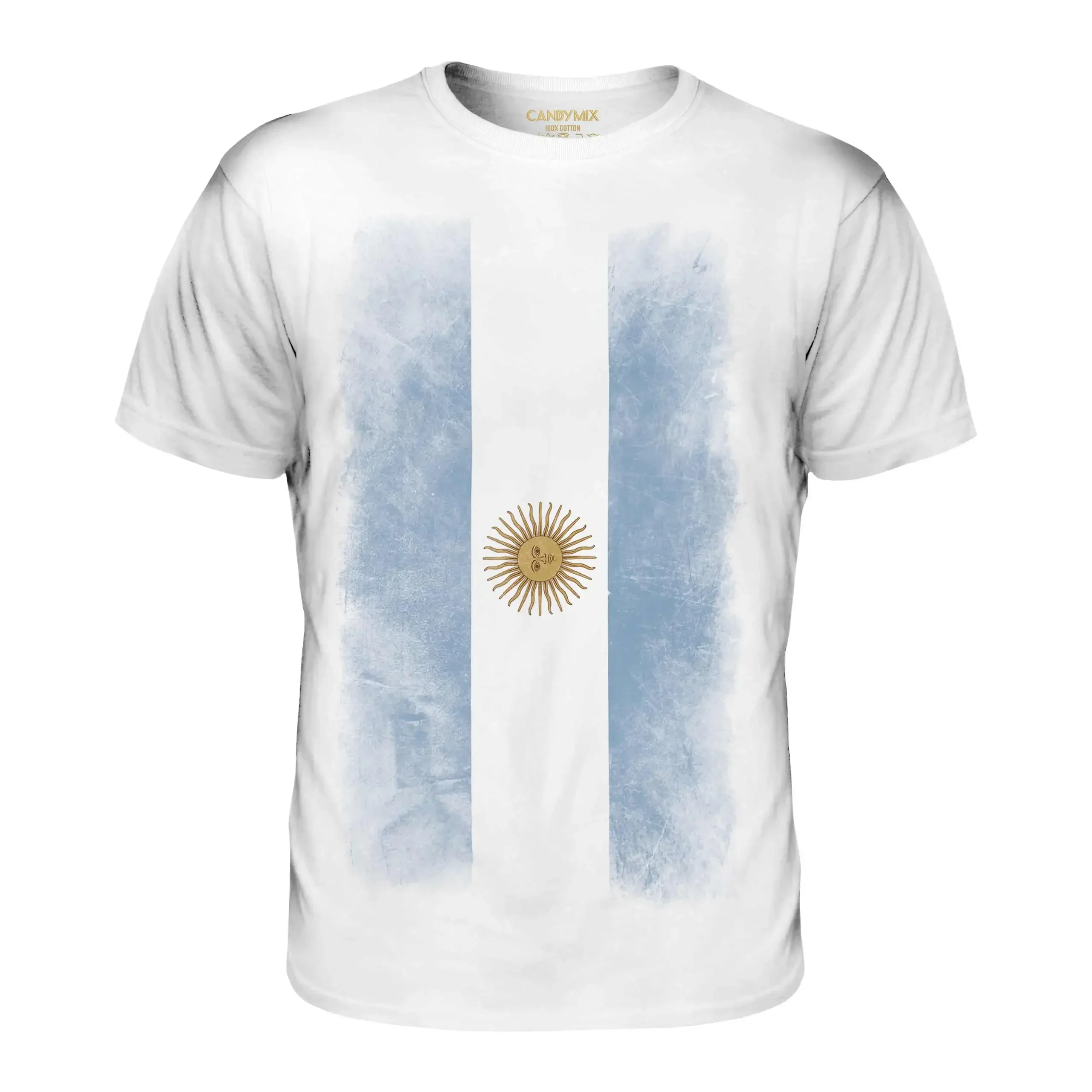 Retro Fashion Argentina Faded Flag T Shirt. Short Sleeve 100% Cotton Casual T-shirts Loose Top Size S-3XL