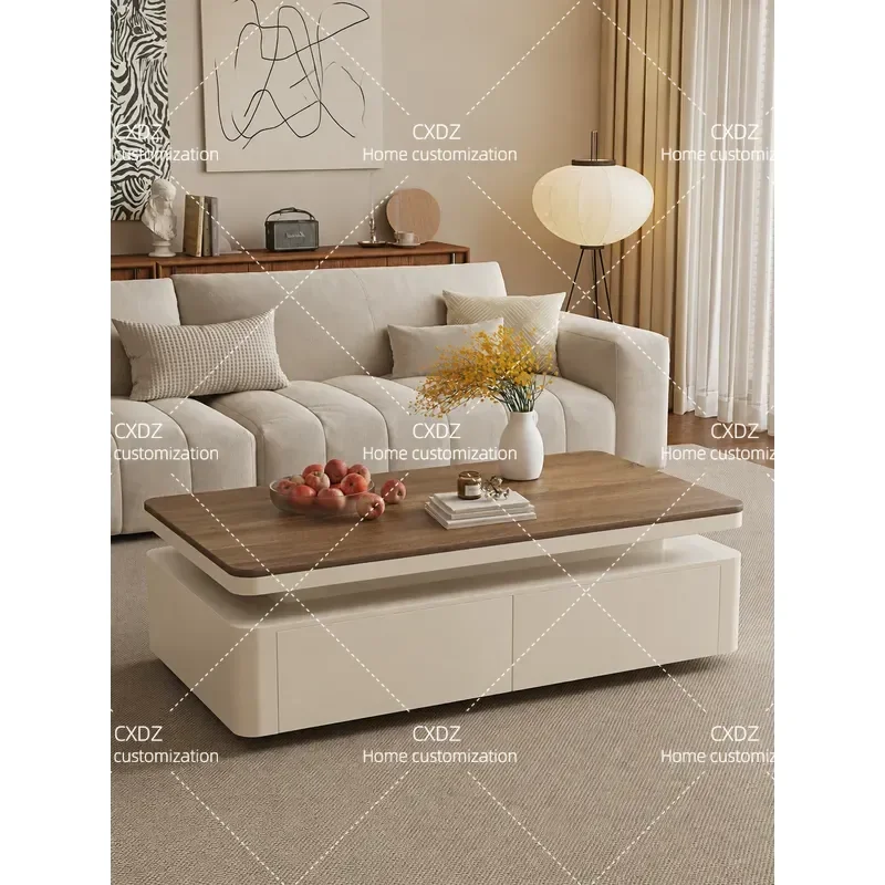 Medieval Style Rectangular Storage Coffee Table for Living Room Small Apartment Household Light Luxury High End Retro Design